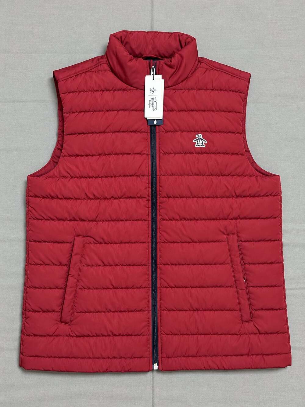 Original Penguin Men's Quilted Puffer Vest Burgundy Size L